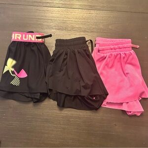 3 Pairs of Girls' Black and Pink Shorts